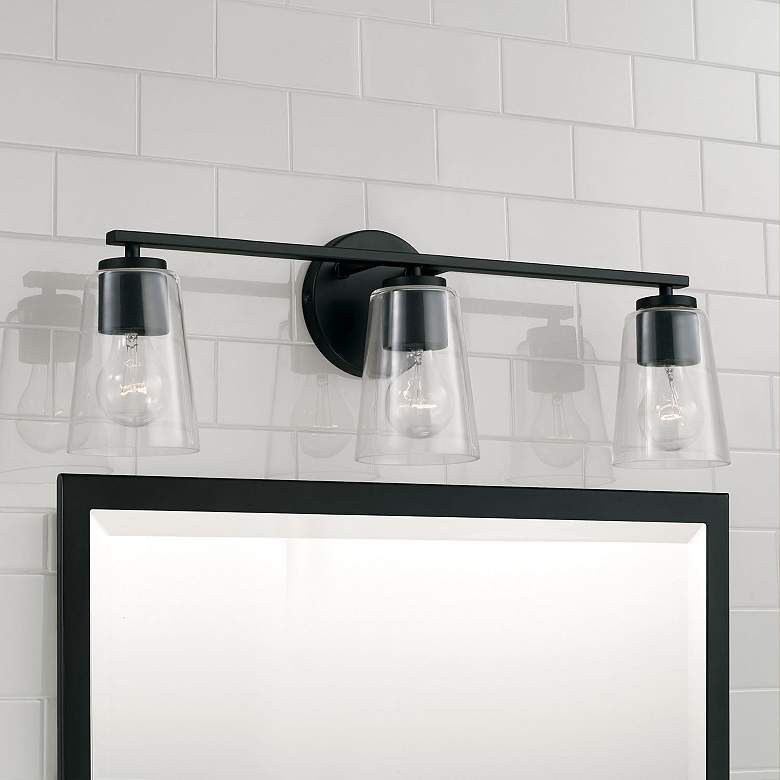 Image 1 Capital Portman 25" Wide Matte Black 3-Light Bath Light
