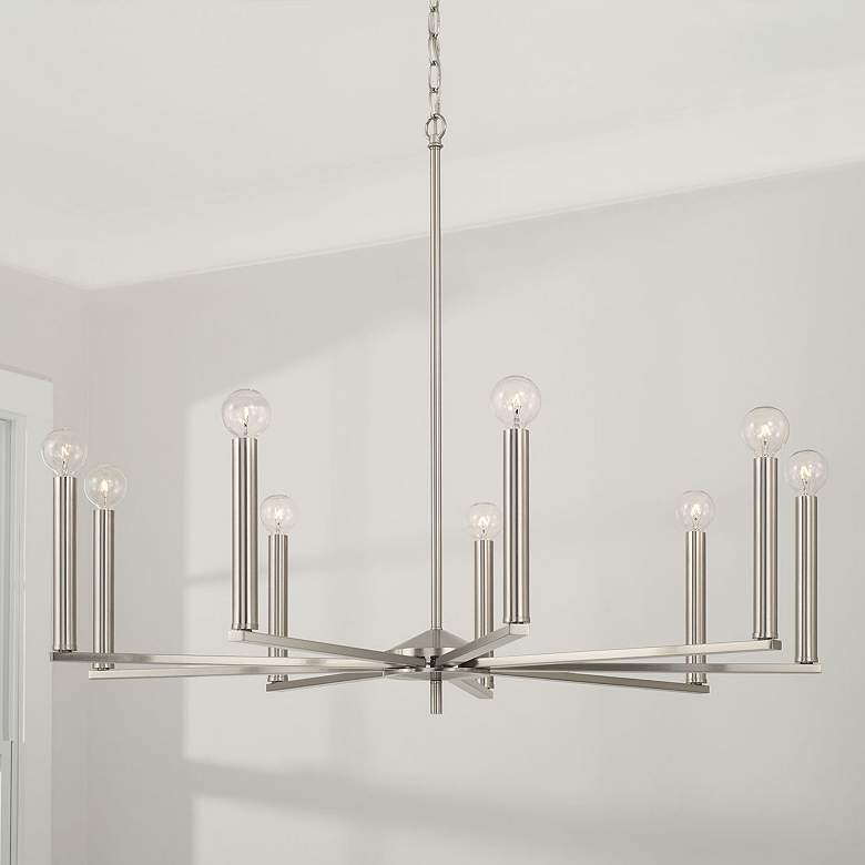 Image 1 Capital Portman 34" Wide Brushed Nickel 9-Light Chandelier