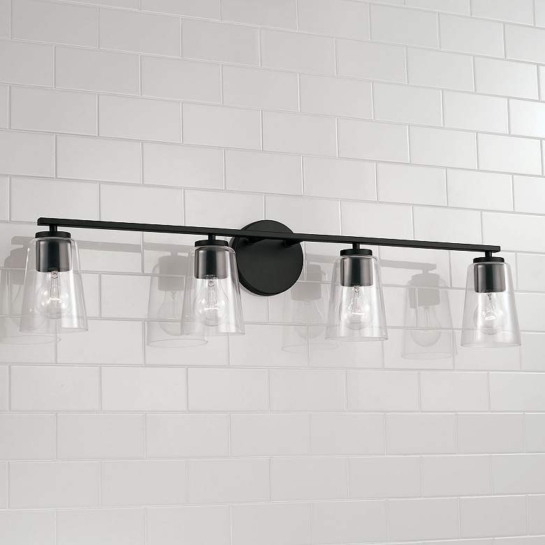 Image 1 Capital Portman 35 1/4" Wide Matte Black 4-Light Bath Light