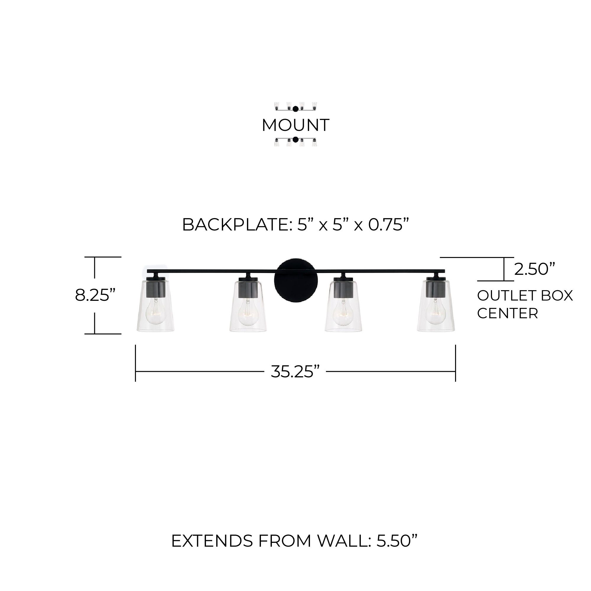 Image 6 Capital Portman 35 1/4" Wide Matte Black 4-Light Bath Light more views