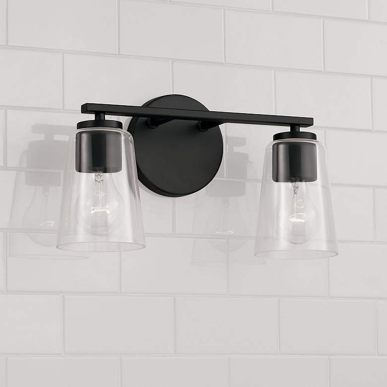 Image 1 Capital Portman 8 1/4" High Matte Black 2-Light Wall Sconce