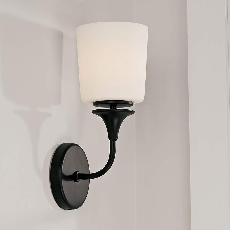 Image 1 Capital Presley 13 3/4" High Matte Black Wall Sconce