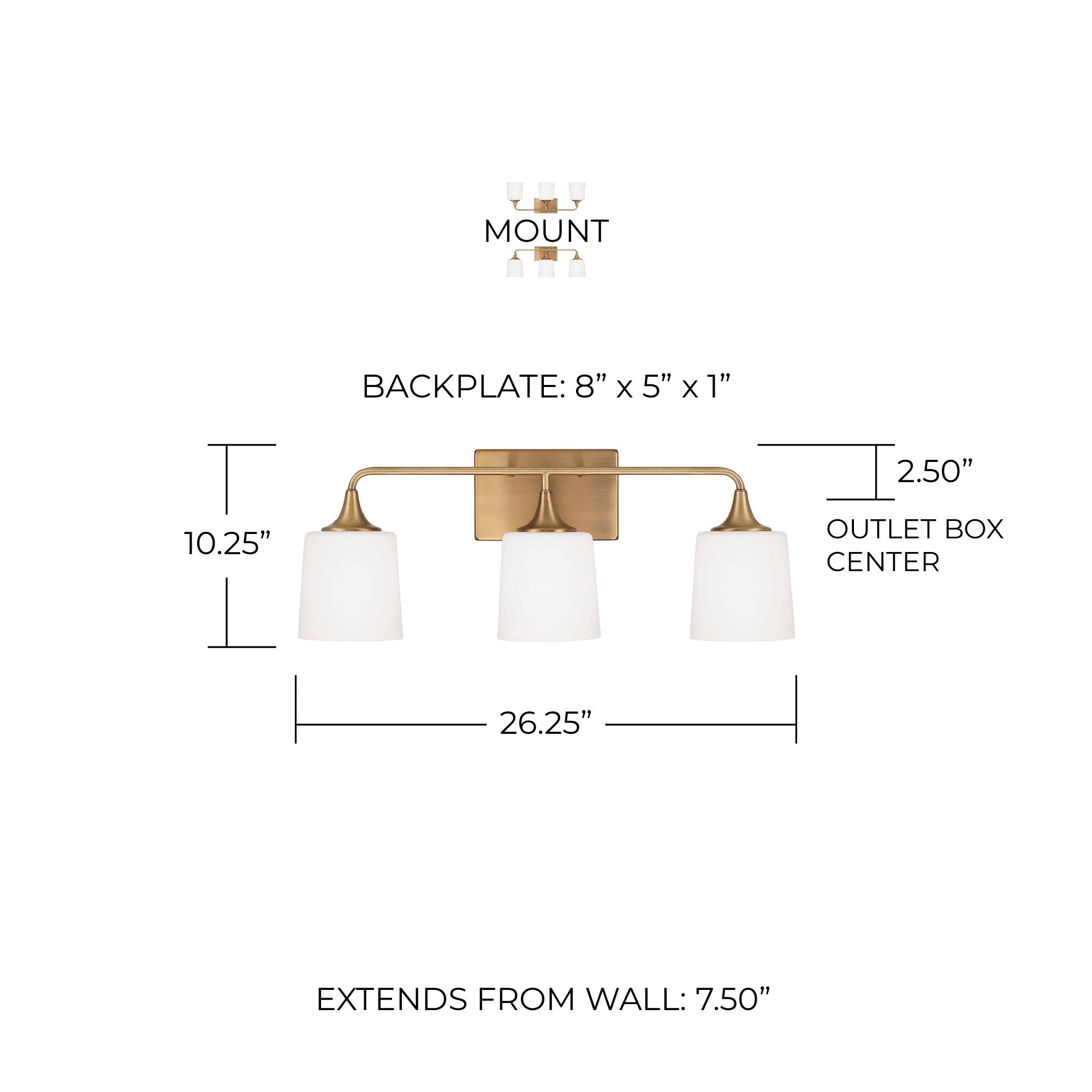 Image 6 Capital Presley 26 1/4" Wide Aged Brass 3-Light Bath Light more views