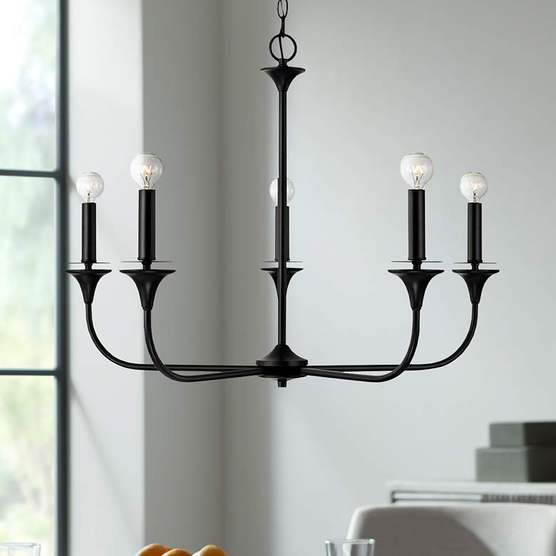 Image 1 Capital Presley 31" Wide Matte Black 5-Light Chandelier
