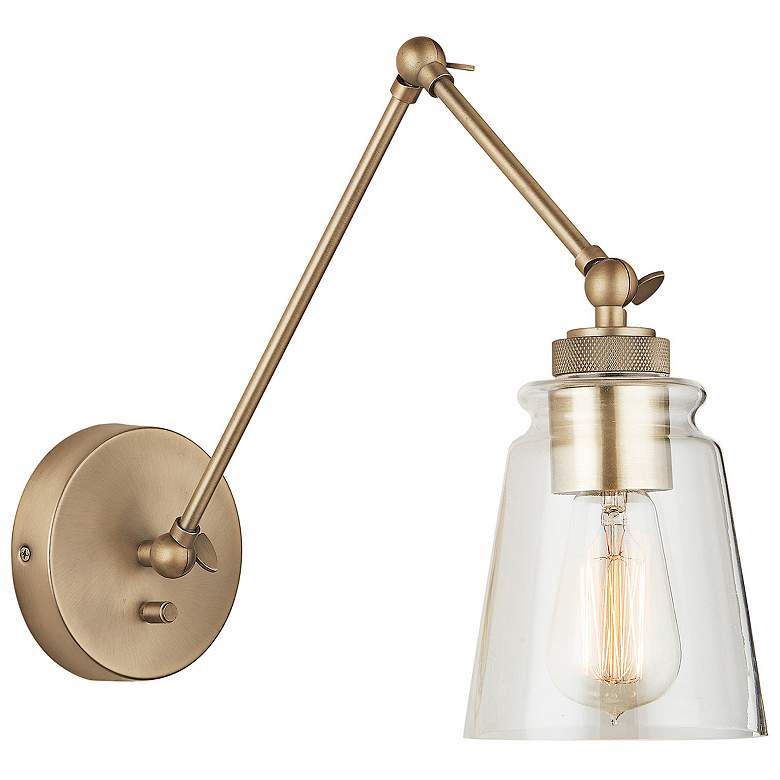 Image 1 Capital Profile Aged Brass Adjustable Swing Arm Wall Lamp