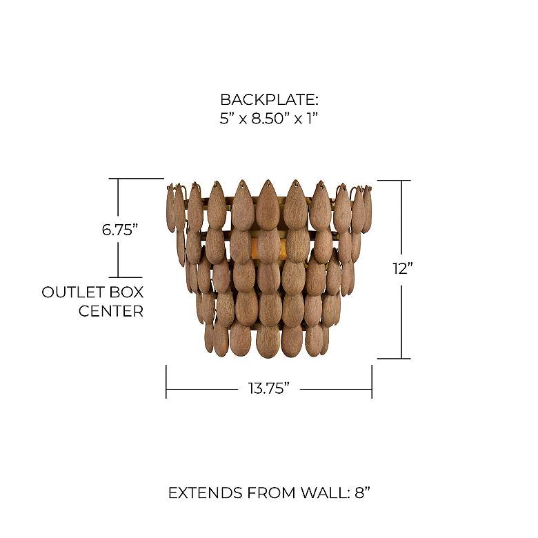 Image 7 Capital Ravi 12"H Patinaed Brass and Light Wood Wall Sconce more views