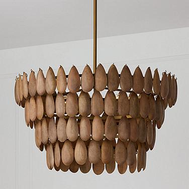 Capital Ravi 28 3/4" Patinaed Brass and Wood Modern Tiered Pendant