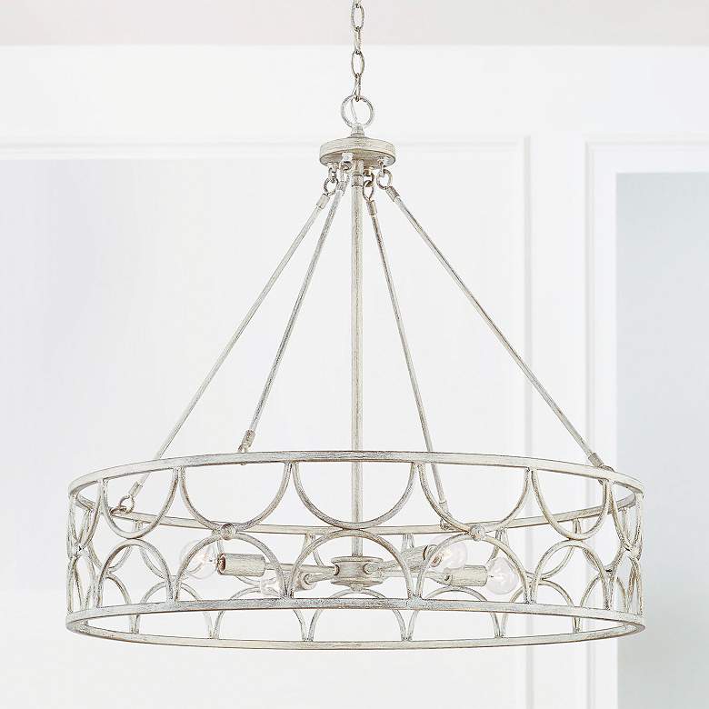 Image 1 Capital Ricci 29 1/2" Wide Winter White 4-Light Drum Pendant