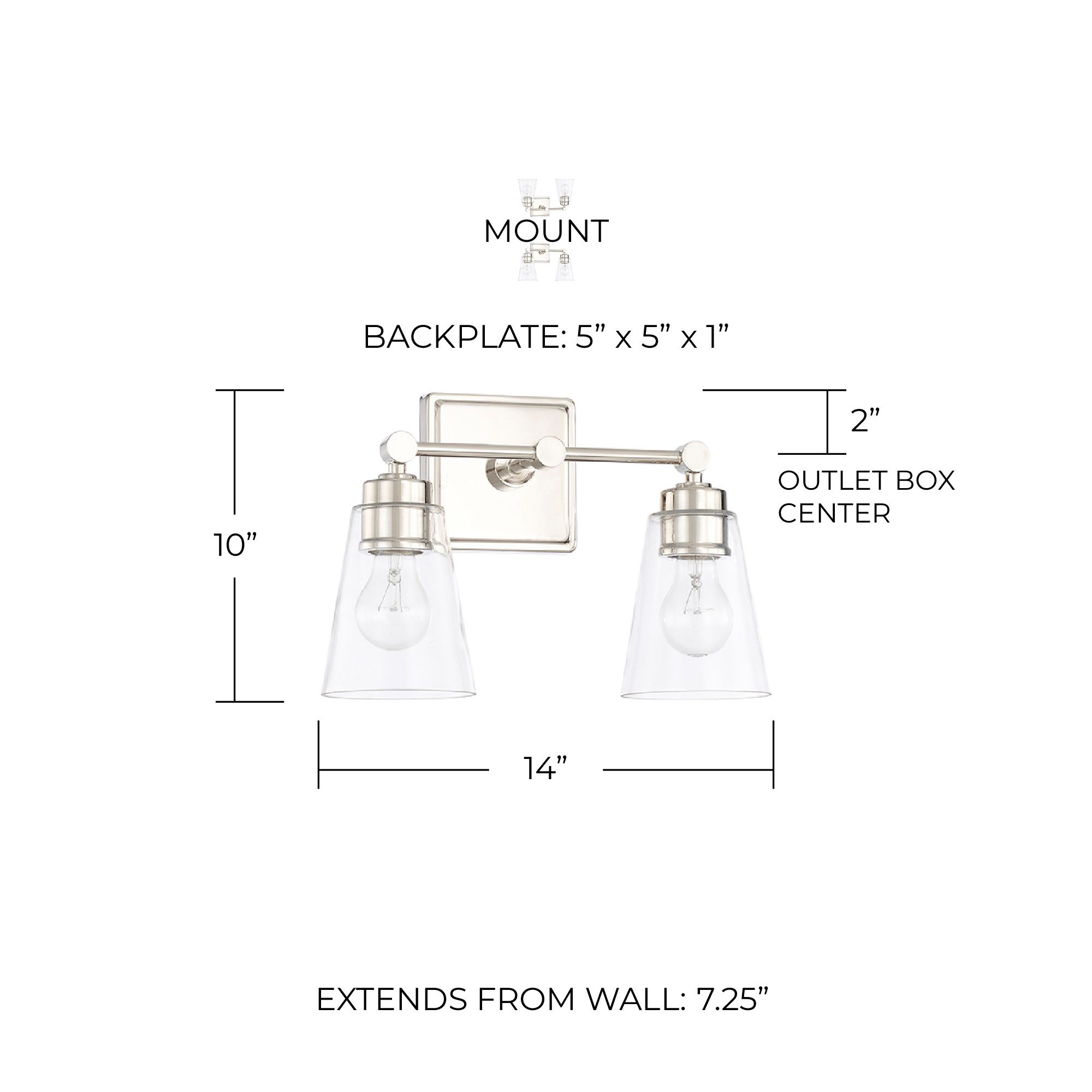 Image 2 Capital Rory 10" High Polished Nickel 2-Light Wall Sconce more views