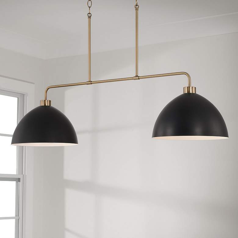 Image 1 Capital Ross 44" Wide Aged Brass 2-Light Linear Chandelier