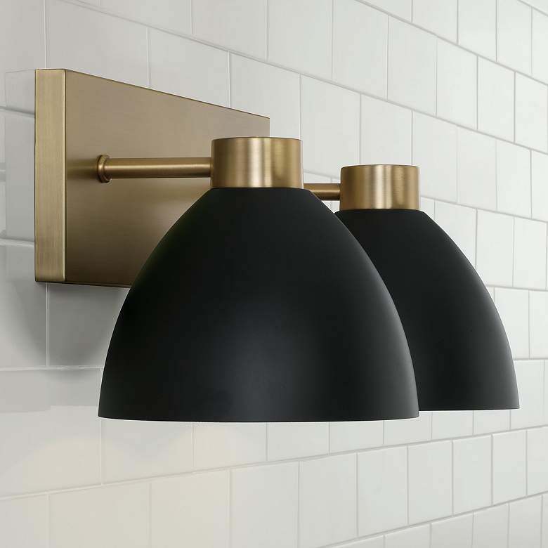 Image 3 Capital Ross 8"H Aged Brass and Black 2-Light Wall Sconce more views