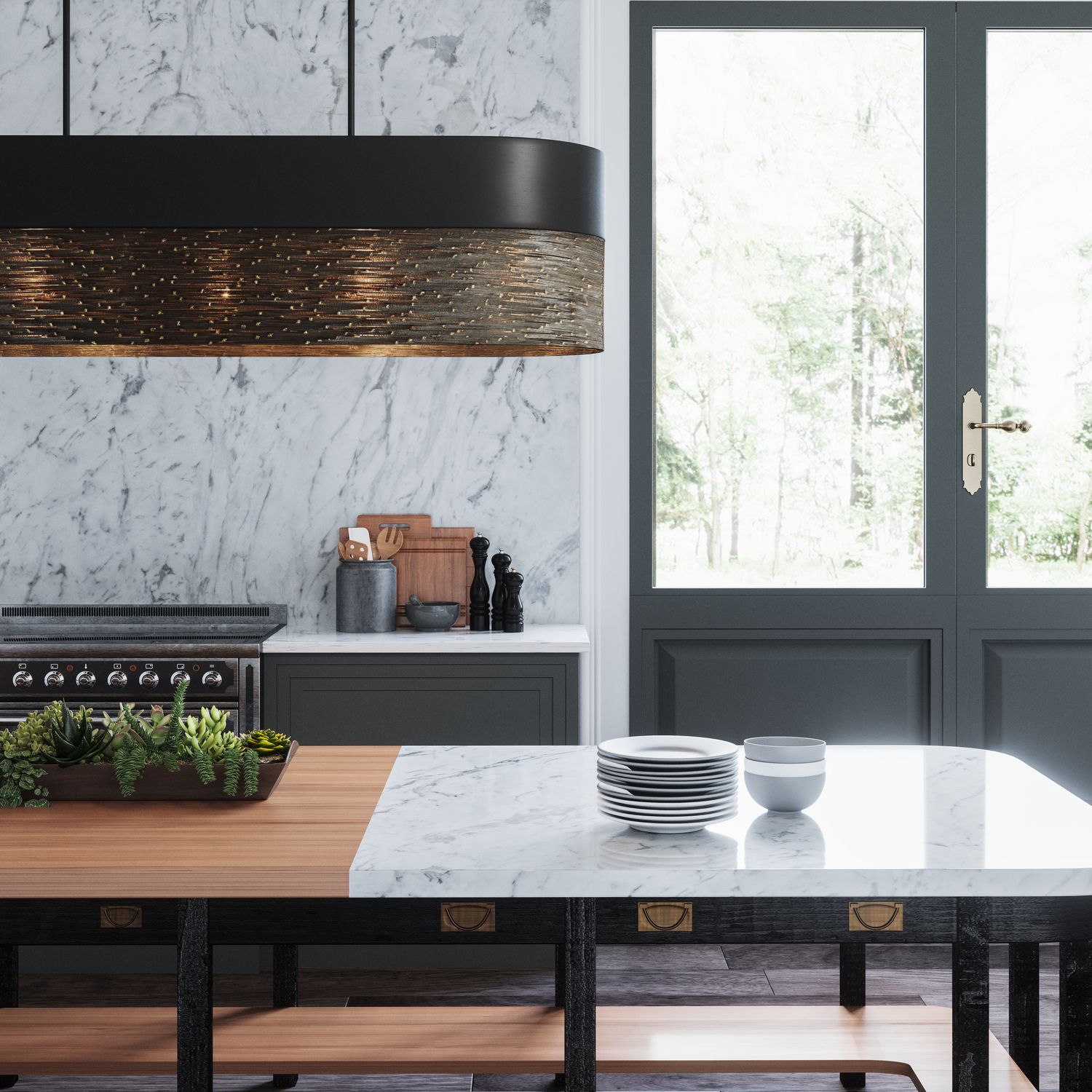 Capital Sana 43" Wide Gray Iron Linear Pendant Light