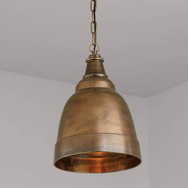 Image 1 Capital Sedona 12" Wide Oxidized Brass Bell Mini Pendant