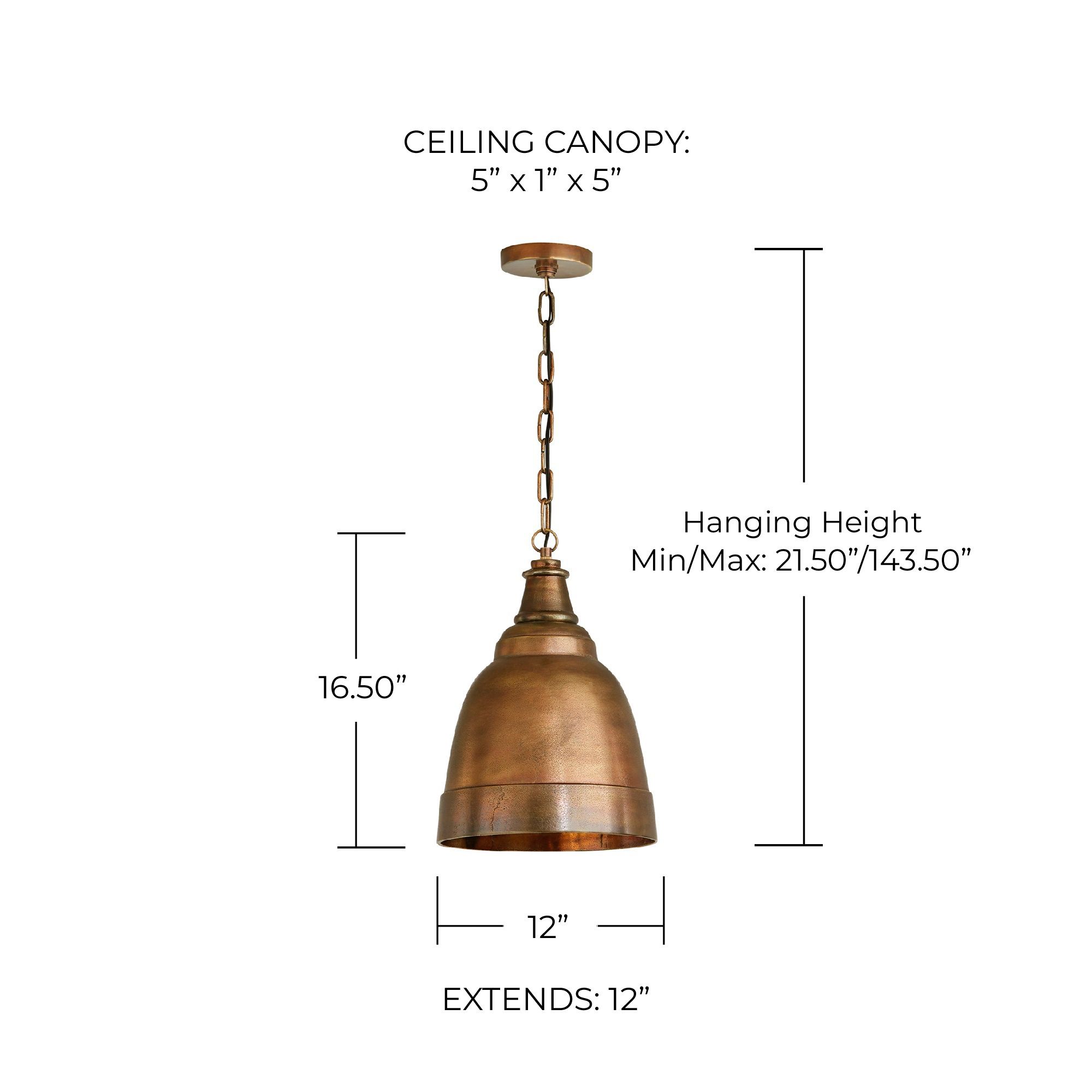 Capital Sedona 12" Wide Oxidized Brass Bell Mini Pendant