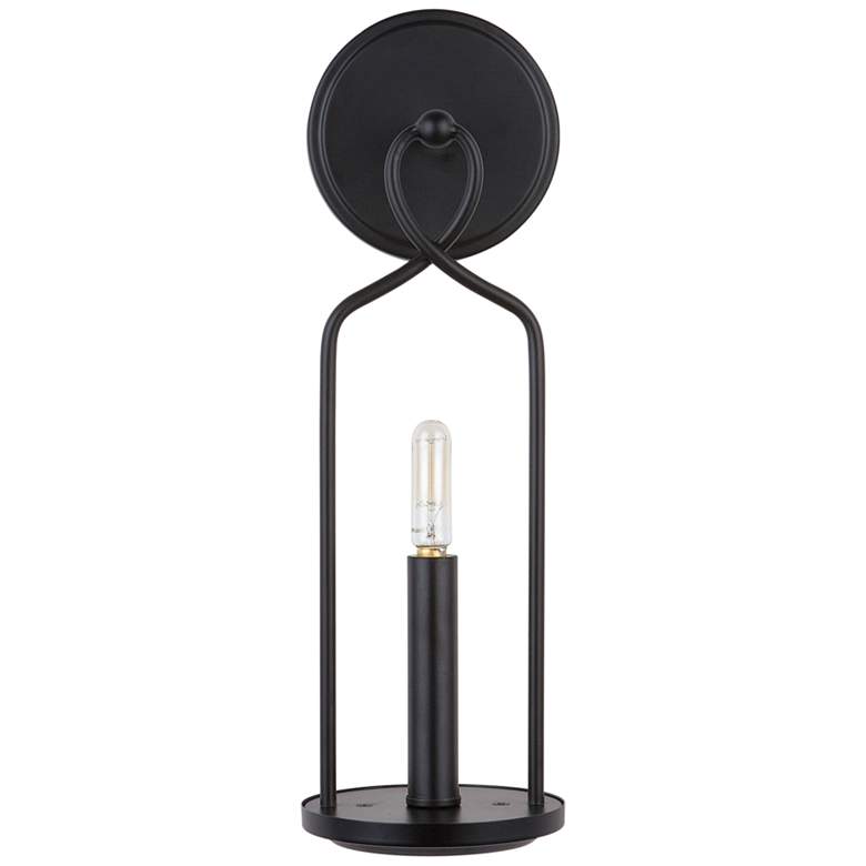 Image 2 Capital Sonnet 16 1/4 inch High Matte Black Metal Wall Sconce