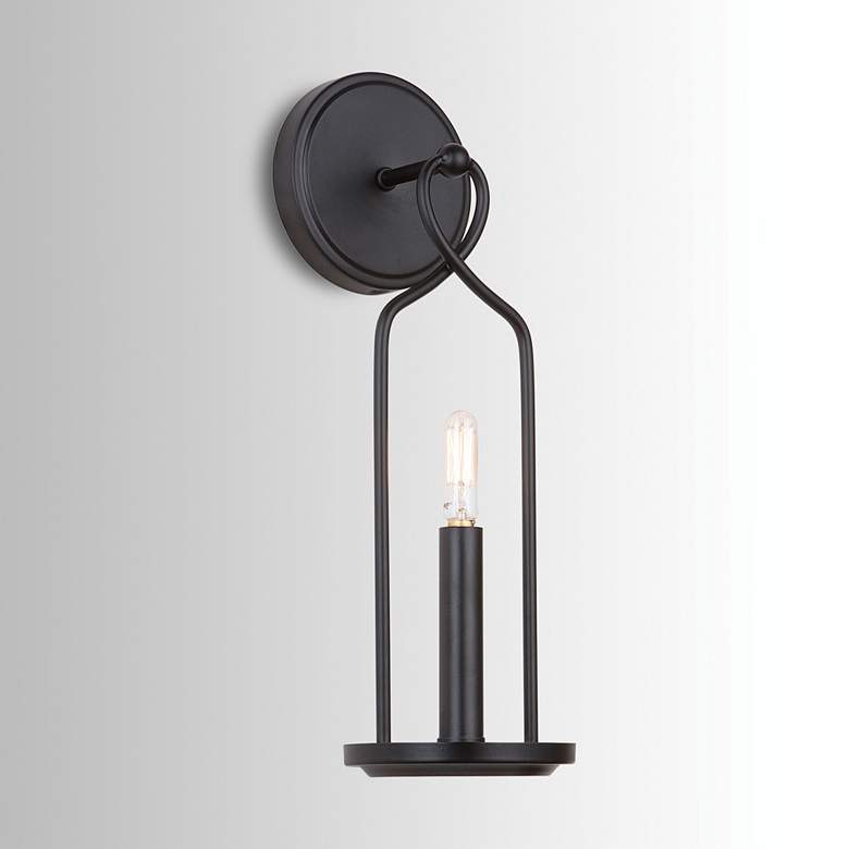Image 1 Capital Sonnet 16 1/4 inch High Matte Black Metal Wall Sconce