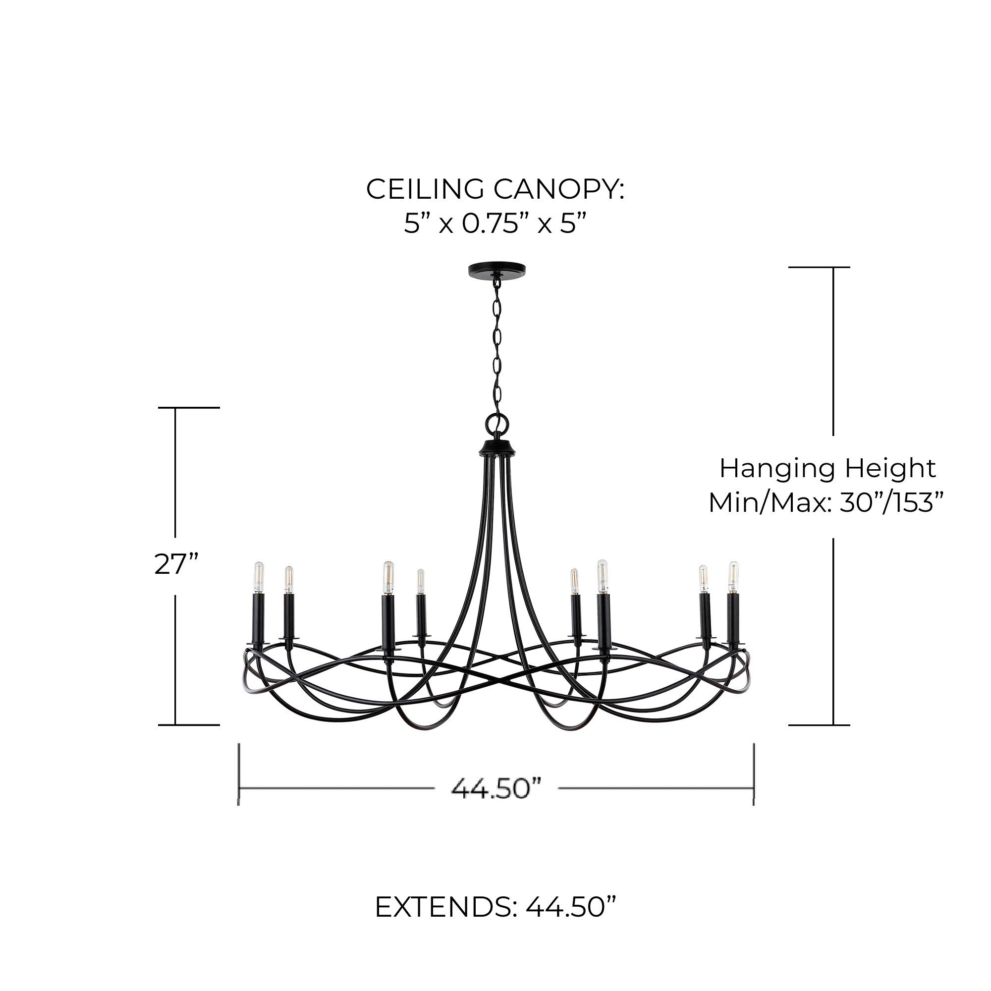 Image 6 Capital Sonnet 44 1/2" Wide Matte Black 8-Light Chandelier more views