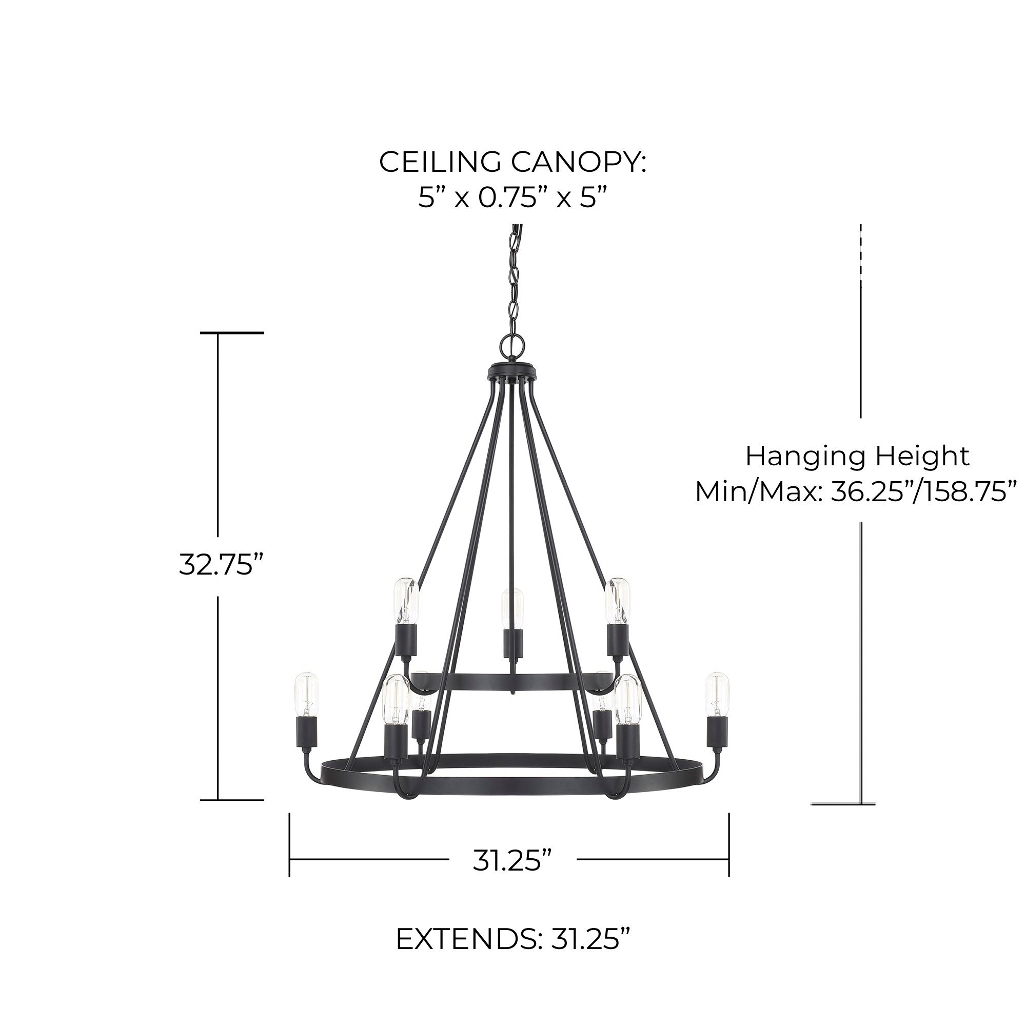 Image 2 Capital Tanner 31 1/4" Wide Matte Black 9-Light Chandelier more views