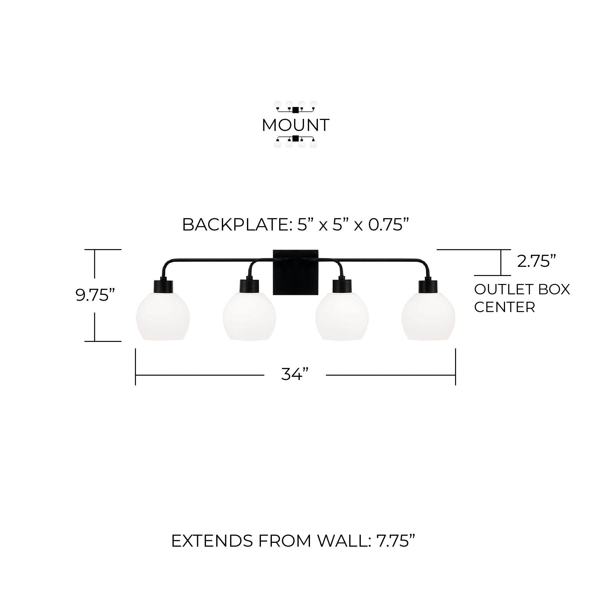 Image 6 Capital Tanner 34" Wide Matte Black 4-Light Bath Light more views