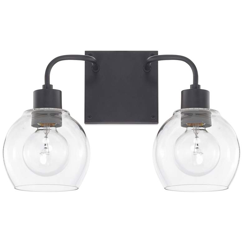 Image 1 Capital Tanner 9 3/4" High Matte Black 2-Light Wall Sconce