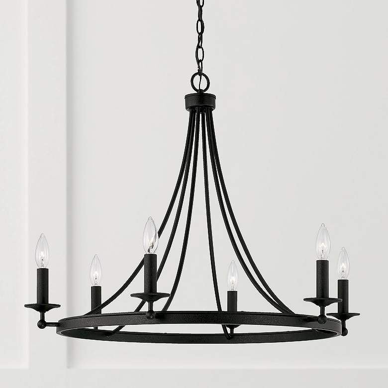Image 1 Capital Tempe 30" Wide Black Iron 6-Light Chandelier