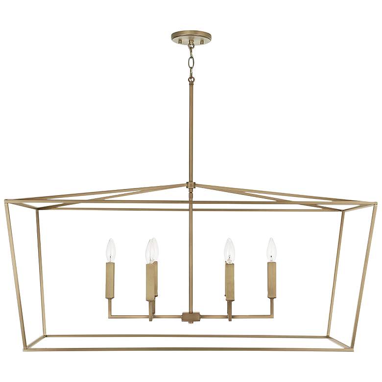 Image 2 Capital Thea 42" Wide Aged Brass 6-Light Linear Chandelier