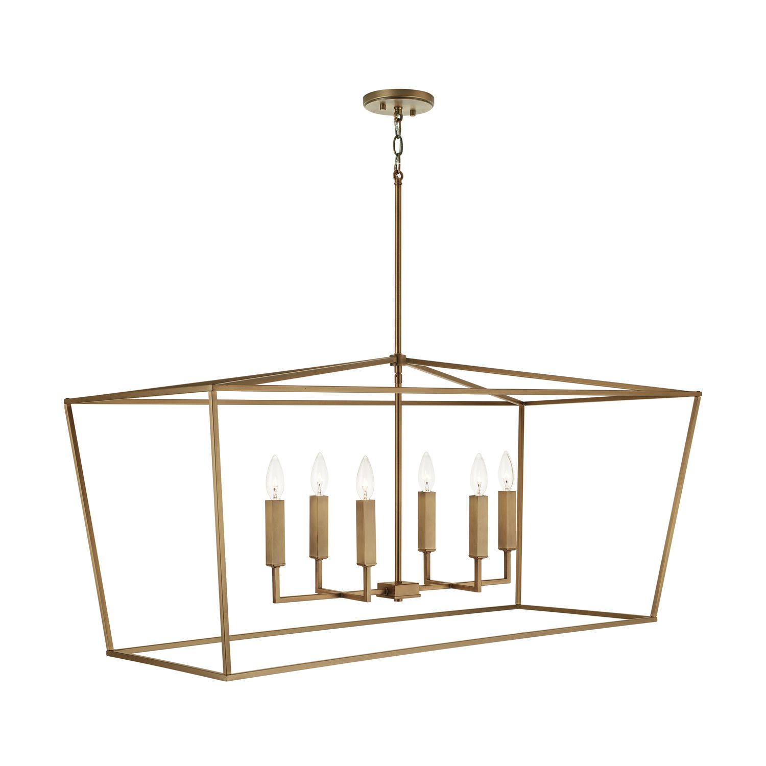 Capital Thea 42" Wide Aged Brass 6-Light Linear Chandelier