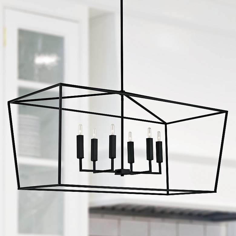 Image 1 Capital Thea 42" Wide Matte Black 6-Light Island Chandelier