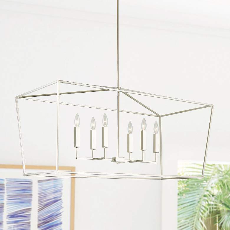 Image 1 Capital Thea 42"W Polished Nickel 6-Light Linear Chandelier