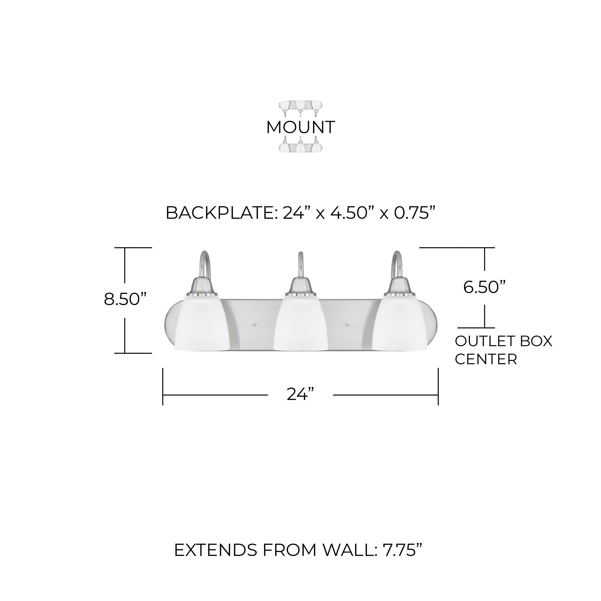 Image 2 Capital Trenton 24" Wide Brushed Nickel 3-Light Bath Light more views