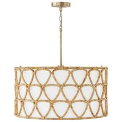 Capital Tulum 24 1/2" Wide Matte Brass Rattan Drum Pendant