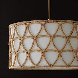 Image5 of Capital Tulum 24 1/2" Wide Matte Brass Rattan Drum Pendant more views