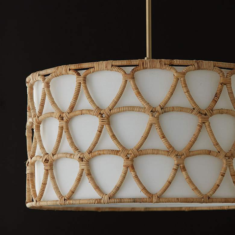 Image 5 Capital Tulum 24 1/2" Wide Matte Brass Rattan Drum Pendant more views