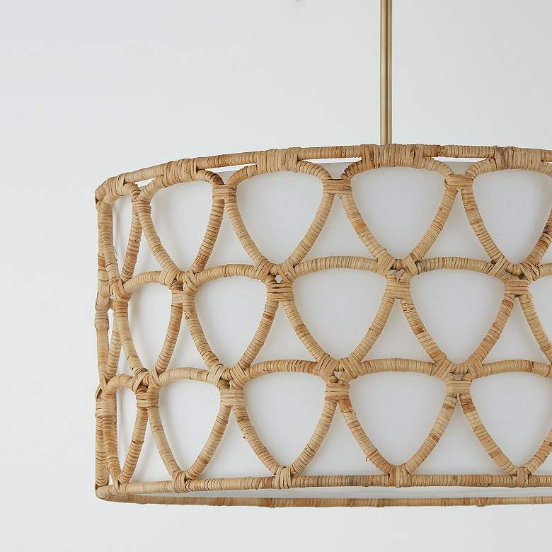 Image 6 Capital Tulum 24 1/2" Wide Matte Brass Rattan Drum Pendant more views