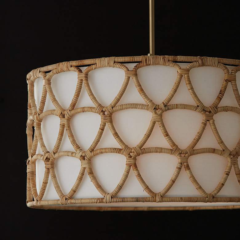 Image 7 Capital Tulum 24 1/2" Wide Matte Brass Rattan Drum Pendant more views