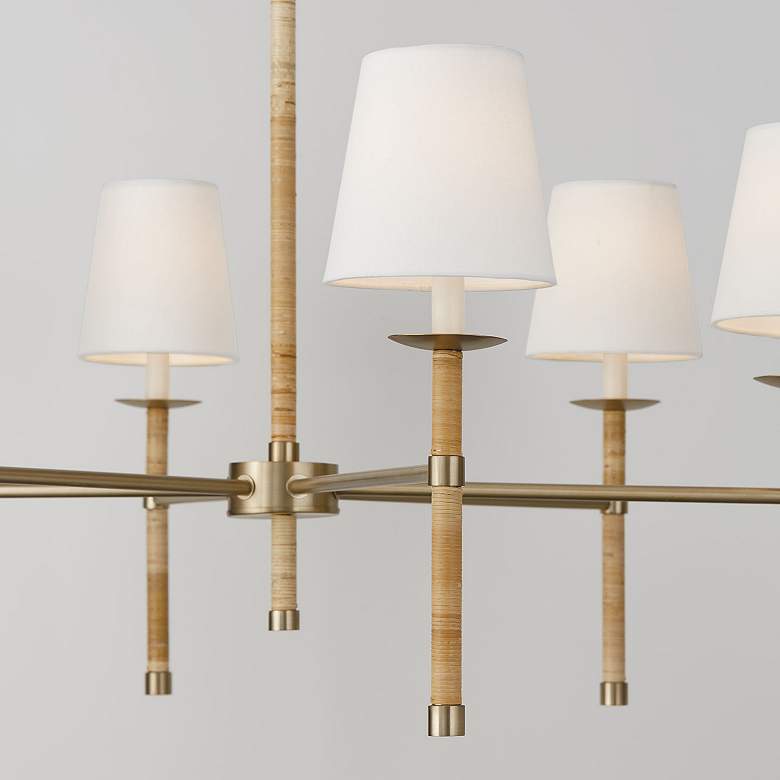 Image 3 Capital Tulum 38"W Matte Brass and Rattan 6-Light Chandelier more views