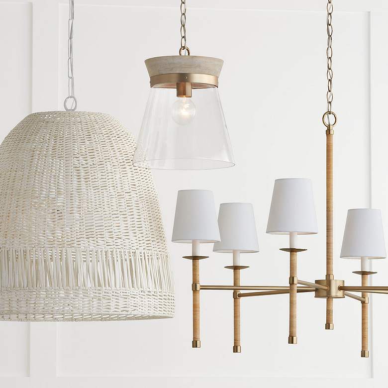 Image 5 Capital Tulum 38"W Matte Brass and Rattan 6-Light Chandelier more views