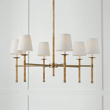 Capital Tulum 38"W Matte Brass and Rattan 6-Light Chandelier