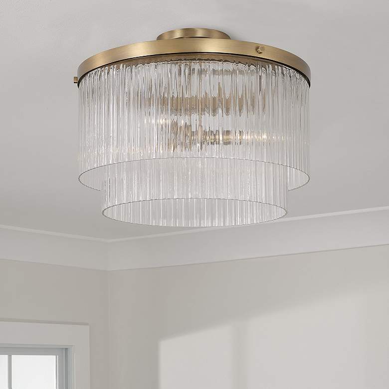 Image 1 Capital Vaughn 16" Wide Aged Brass 3-Light Ceiling Light