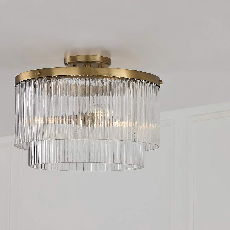 Image 4 Capital Vaughn 16" Wide Aged Brass 3-Light Ceiling Light more views