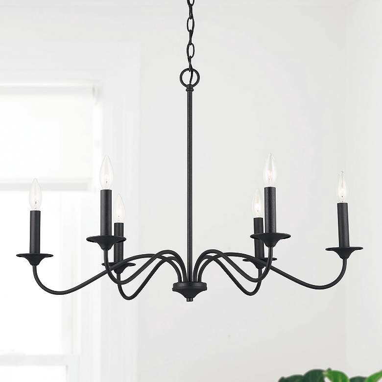 Image 1 Capital Vincent 32" Wide Black Iron 6-Light Chandelier
