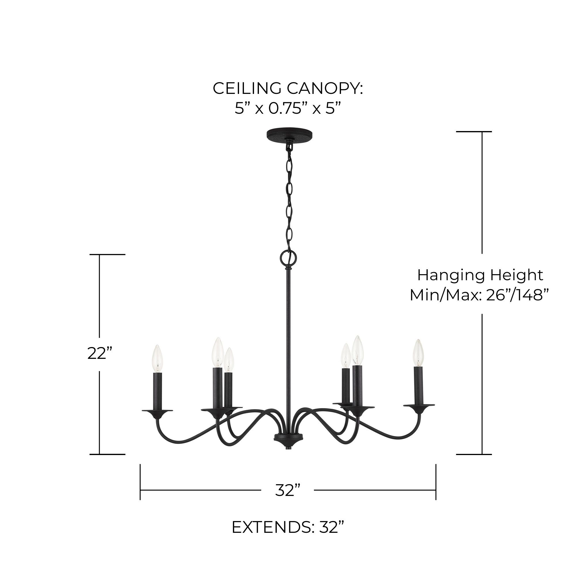 Image 7 Capital Vincent 32" Wide Black Iron 6-Light Chandelier more views