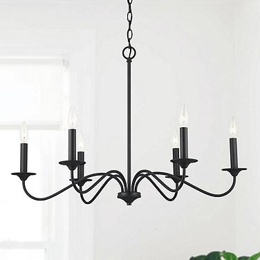 Capital Vincent 32" Wide Black Iron 6-Light Chandelier