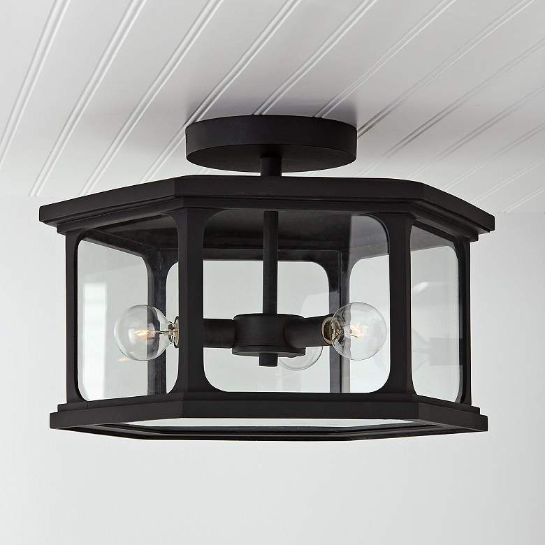 Image 1 Capital Walton 16" Wide Black 3-Light Outdoor Ceiling Light