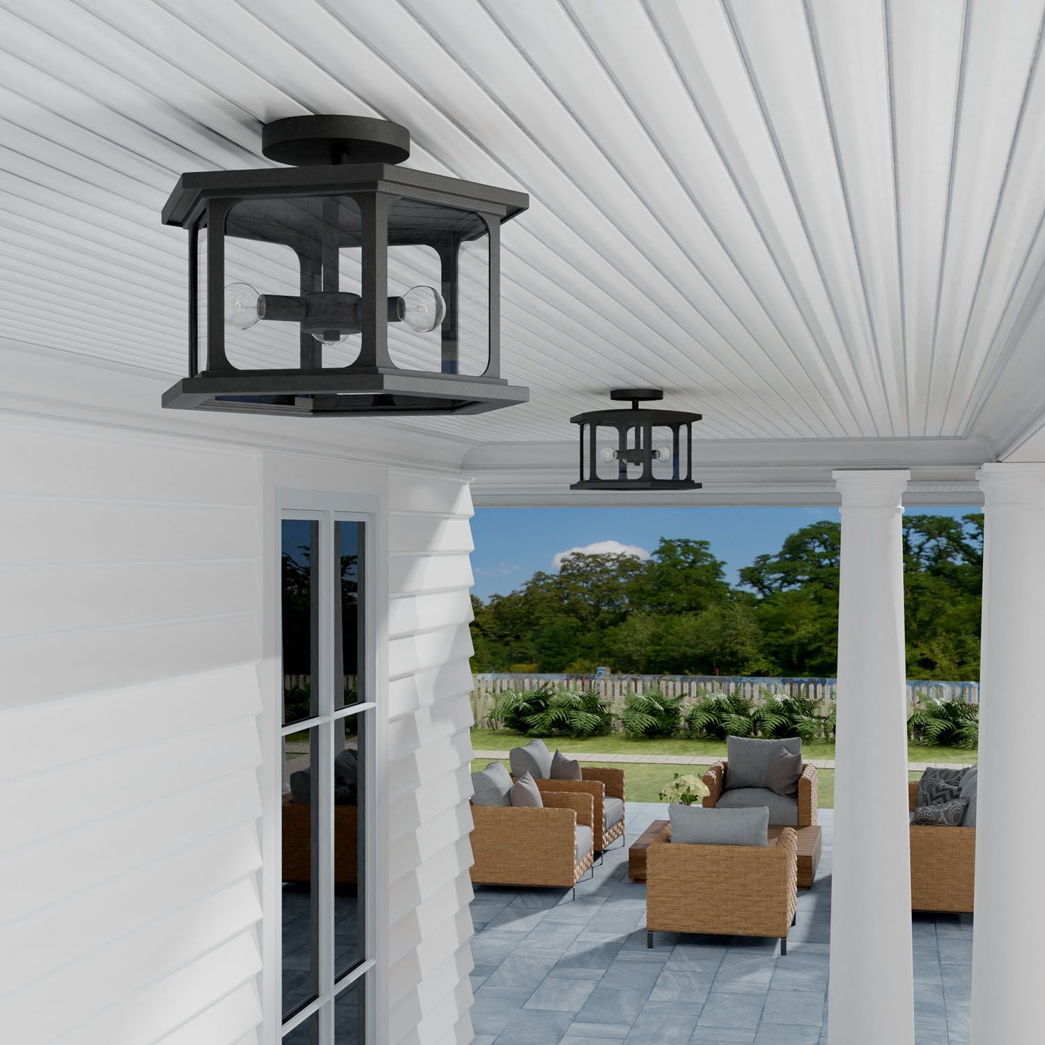 Capital Walton 16" Wide Black 3-Light Outdoor Ceiling Light