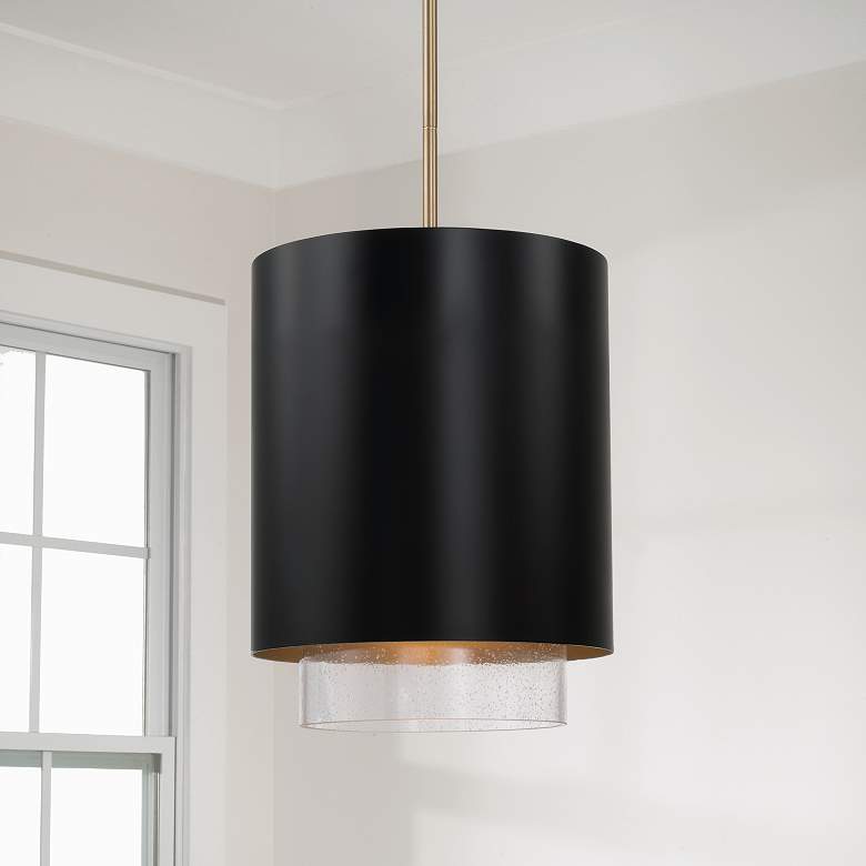 Image 1 Capital Weller 11 1/2"W Matte Brass and Black Mini Pendant