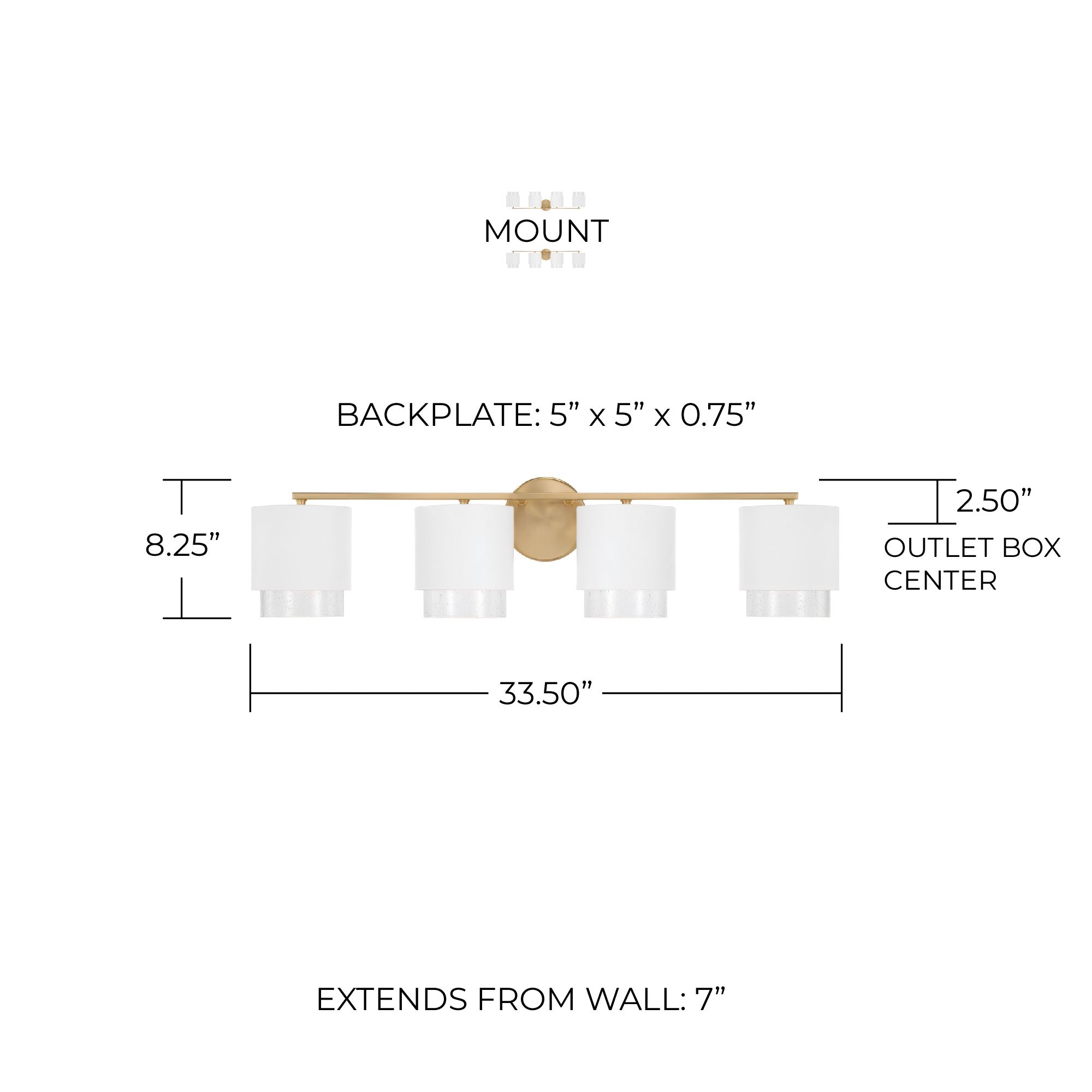 Image 6 Capital Weller 33 1/2" Wide Matte Brass 4-Light Bath Light more views