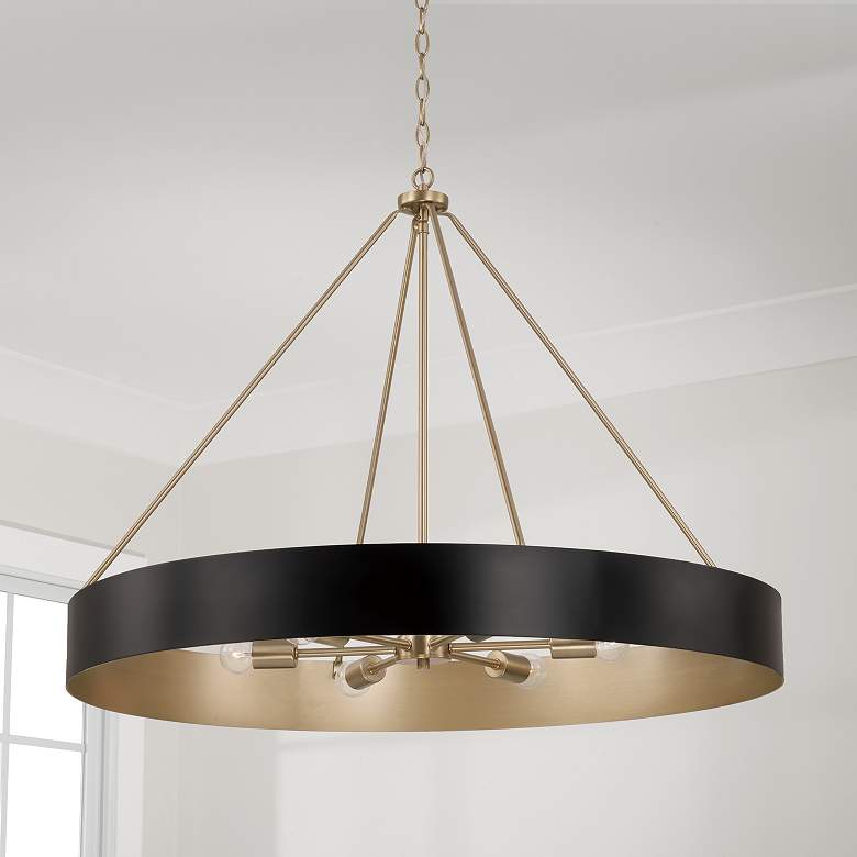 Image 1 Capital Weller 35 3/4"W Matte Brass and Black Pendant Light
