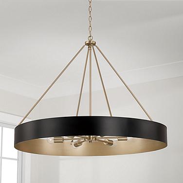 Capital Weller 35 3/4"W Matte Brass and Black Pendant Light