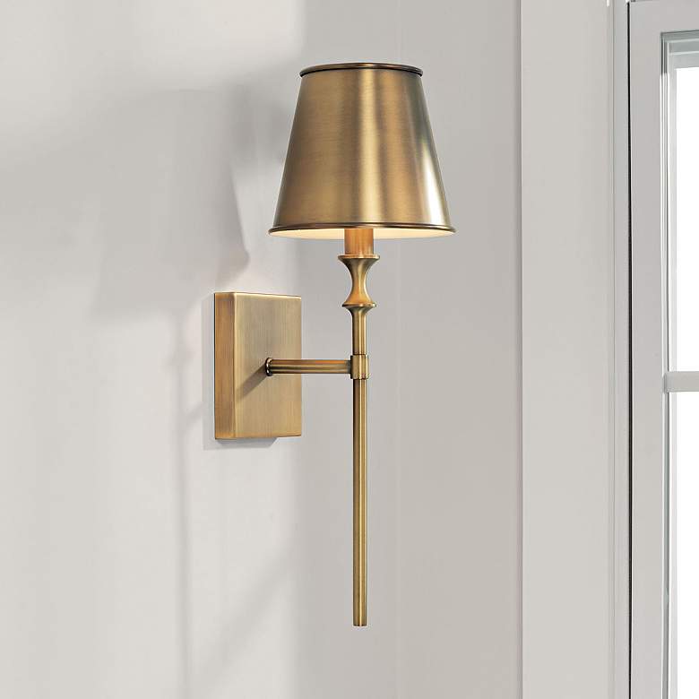 Image 1 Capital Whitney 18 3/4" High Aged Brass Wall Sconce